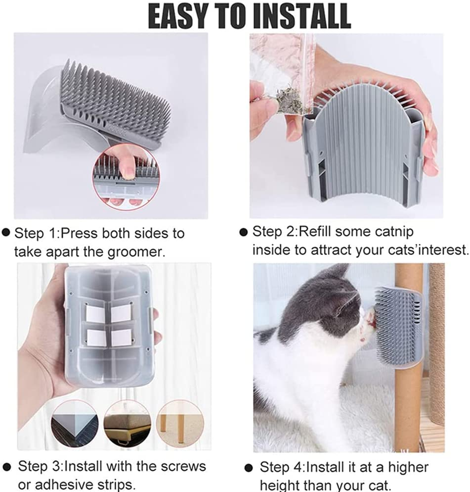 Cat Self Massage Scratcher Brush Comb Wall Corner Cat Scratching Post Comb Toya (Grey) image number 2