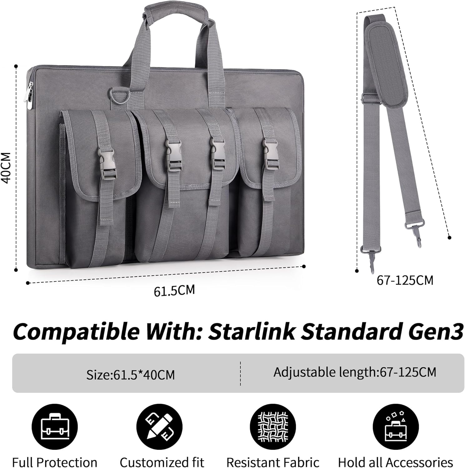 LUCMO Starlink Gen 3/ V3 Case Organizer Bag, Carrying Standard Case for Travel, Starlink Accessories for Outdoor Camping and RV Trips image number 1