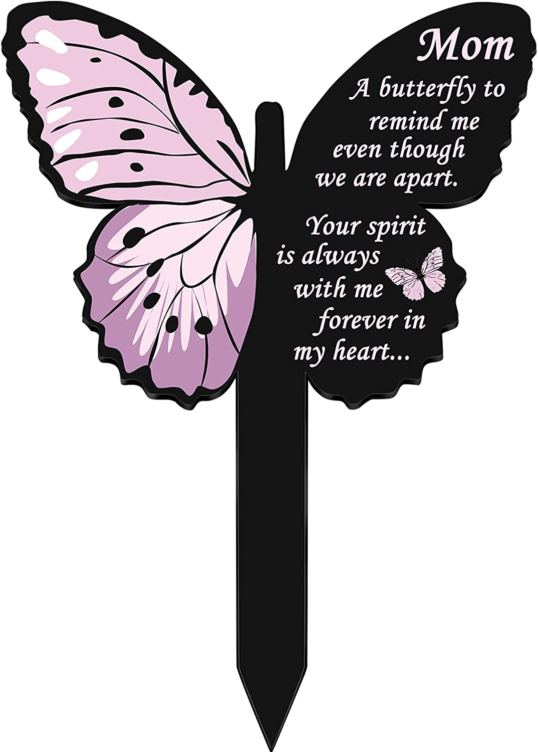 Geosar Mom Memorial Stakes Cemetery Grave Plaque Stake Markers Memorial Butterfly Plaques for Outdoors Sympathy Garden Stake Acrylic Waterproof Garden Grave Decoration(Cute Style) image number 1