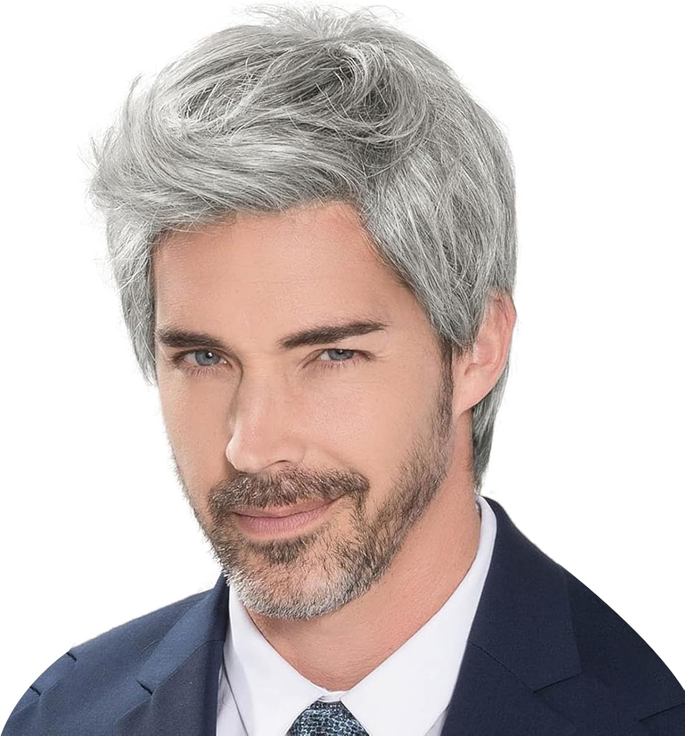 Short Straight Synthetic Wig for Men Male Hair Fleeciness Realistic Brown Mix Natural Full Wigs Yanyu