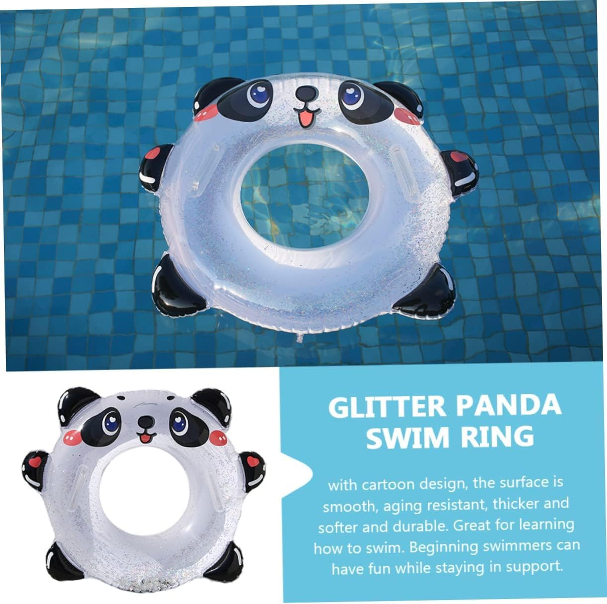 Panda Swimming Ring Water Floaties for Adults Adult Floaties Cartoon Swimming Ring Pool Ring Kids Pool Float Baby Floaties Inflatable Adult Pool PVC Swim Ring Inner Tube Child Cute
