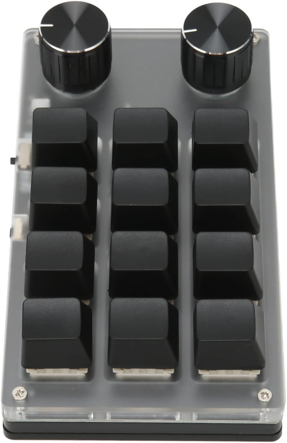 Mini Macro Mechanical Gaming Keyboard, USB Programmable Keypad with Knob for PC Gamer Office Media, Knob Design Ergonomic Design Dual Mode Keypad Oneclick (12 Keys with 2 Knobs) image number 3