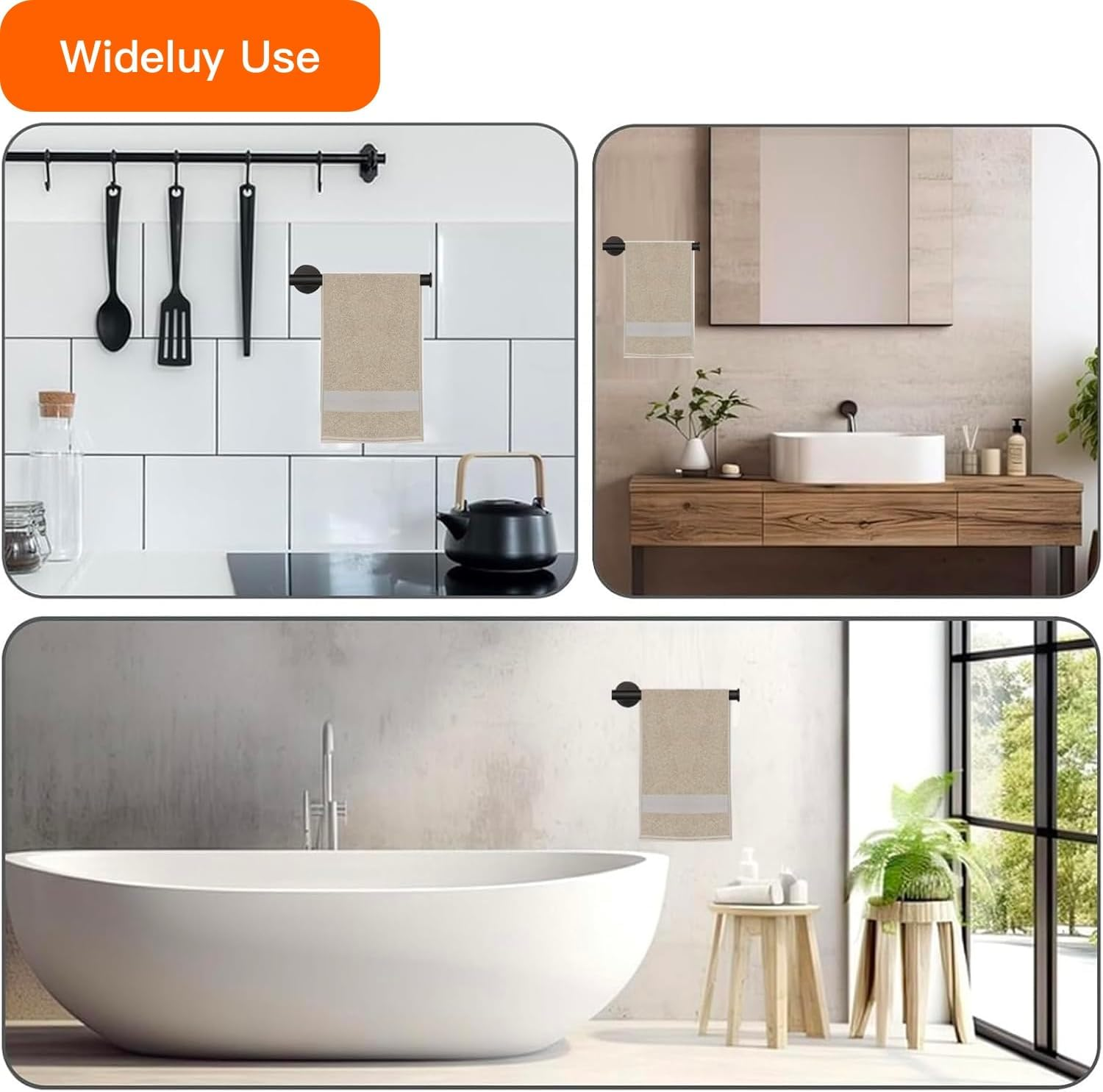 Hand Towel Holder, Towel Ring - Thicken SUS 304 Stainless Steel Hand Towel Holder for Bathroom Wall，33 Cm (1, Matte Black) image number 1