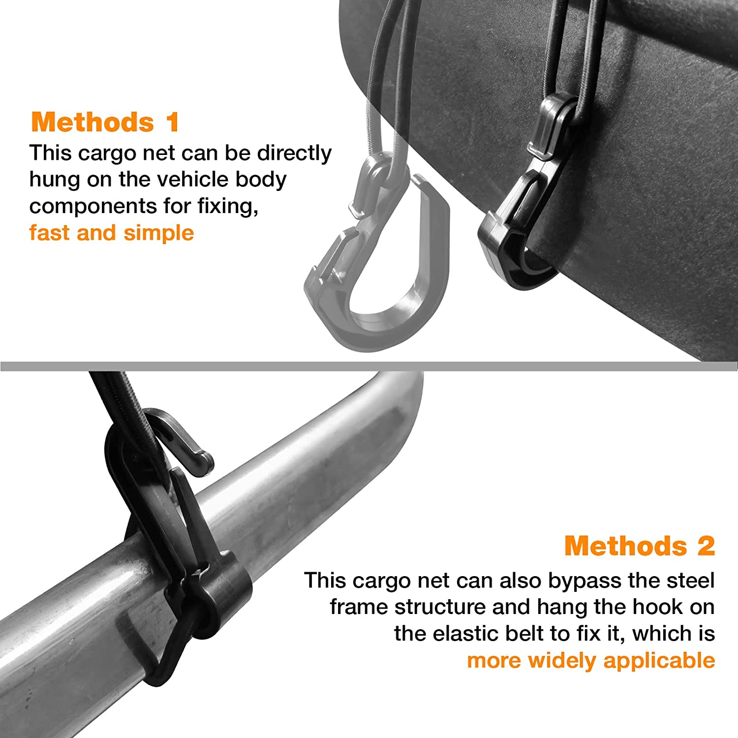 Upgrade Cargo Net for Motorcycle Helmet Storage, 10"X11" High-Elastic Double Layer Bungee Net with 4 Strong Hooks, Luggage Strap Rack Expansion Organizer Net Pocket for Motorbike Trike Cycle image number 1