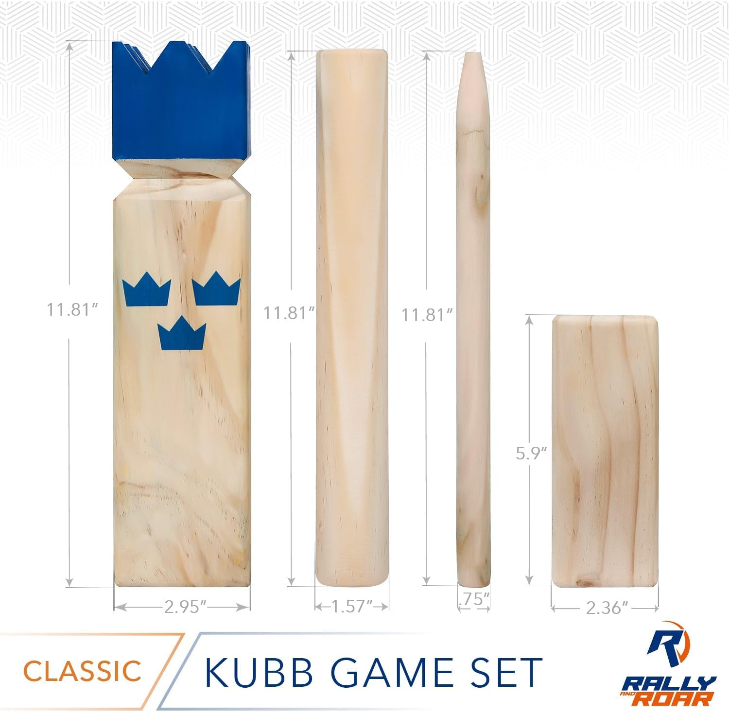 Kubb Game Set Classic or Tournament Size by Rally & Roar - Fun, Interactive Outdoor Family Yard Games - Durable Hardwood Blocks with Travel Bag - for Outside, Lawn, Bars, Backyards&ndash;Families, All Ages image number 5