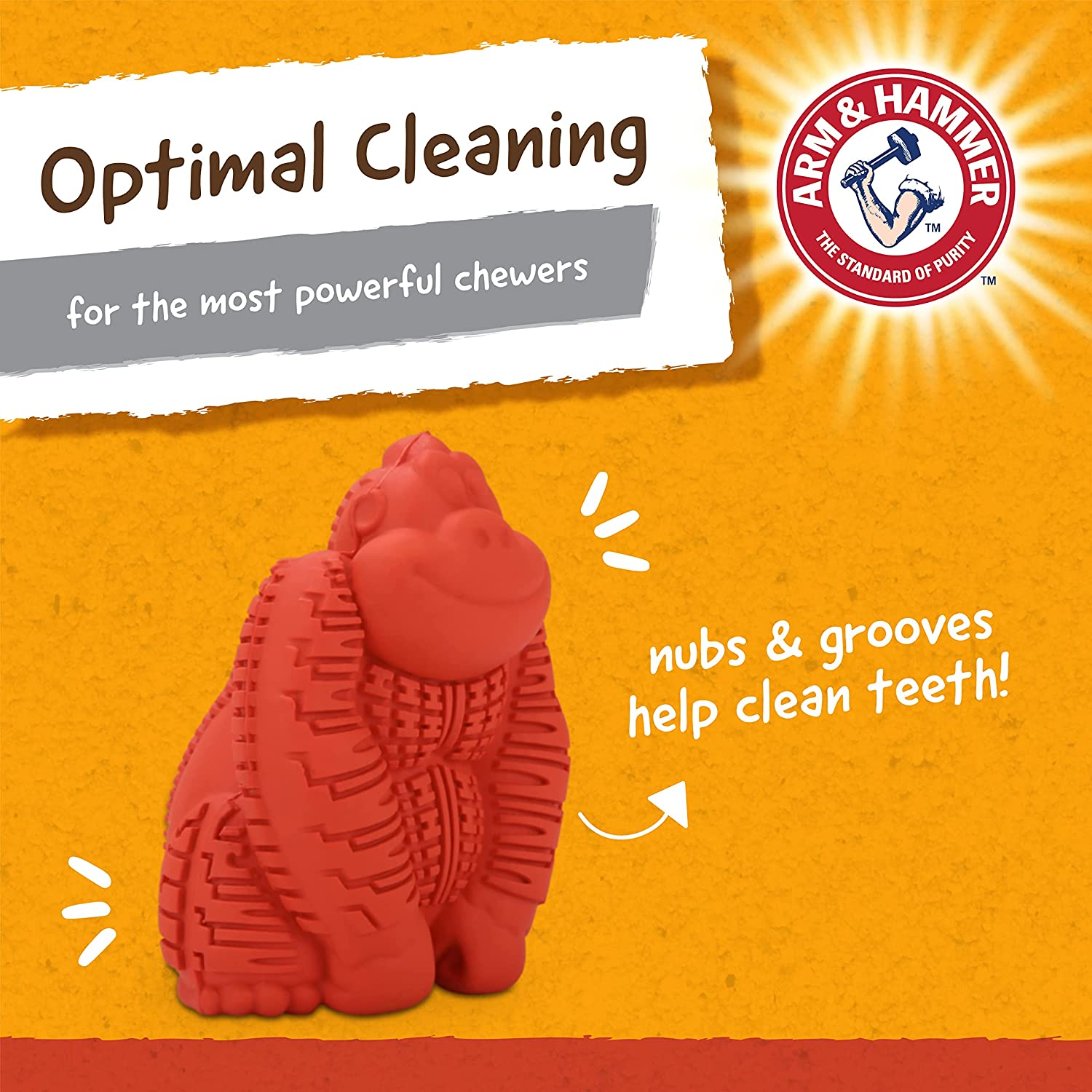 Arm & Hammer Super Treadz Mini Gorilla Dental Chew Toy for Dogs, Small, Red image number 5