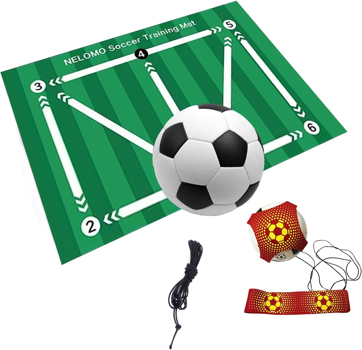 Football Footstep Training Mat, Soccer Training Mat with Adjustable Solo Soccer Trainer Belt,Non-Slip Silent Equipment for All Ages to Improve Speed, Strength and Coordination image number 4