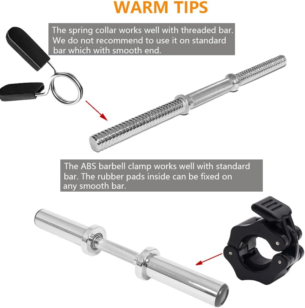 Barbell Clamps, Stainless Steel Spring Collar Clips and ABS Locking Barbell Collar, Pack of 4 Exercise Collars Quick Release Fitness Bar Clips Weight Lifting Dumbbell Weight Bar Clamps - 25Mm image number 3