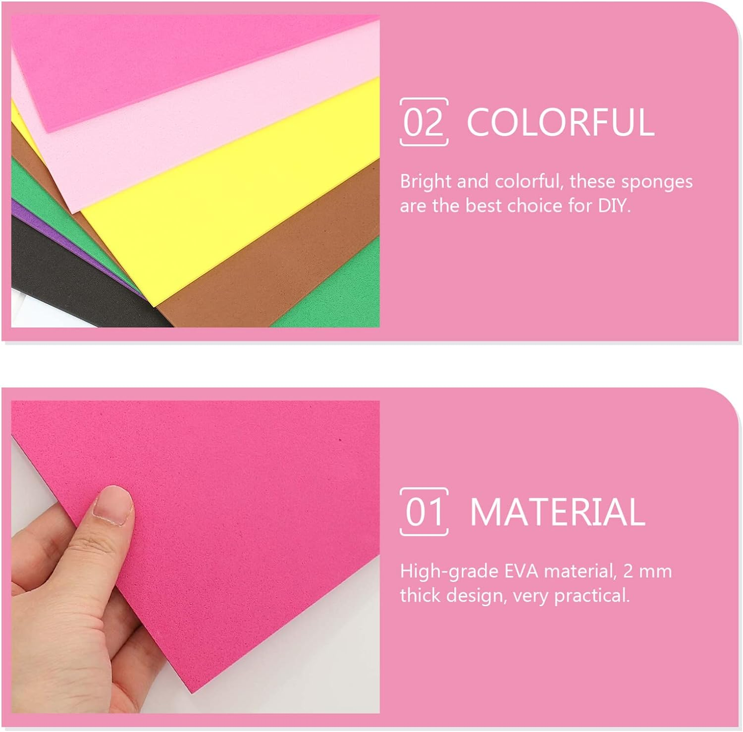 TEHAUX Thick Sponge Sheets A4 8.5 X 12 Inch Flexible Craft Paper Sheets for DIY Handicraft School Projects Home Decoration image number 3