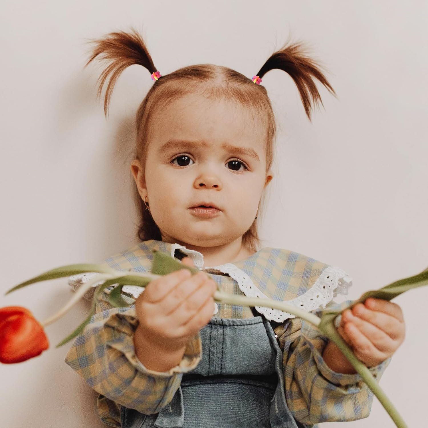 Festfit100Pcs Baby Girl Hair Ties,1 Inch Hair Bow Tiny Hair Bows Hair Tie with Elastic Loop Ponytail Ties Pony Tail Holder Accessories for Infants Toddlers Girls Kids