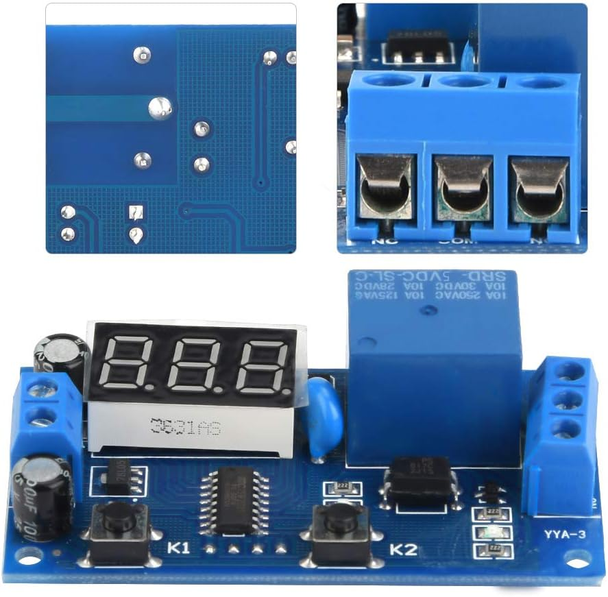 Timer Relay,Dc 0V-30V/AC220V 10A Time Delay Relay 0Sec to 999Min Delay Controller Board，Digital LED Display/Trigger Delay Switching On/Off Cycle Delay Timer