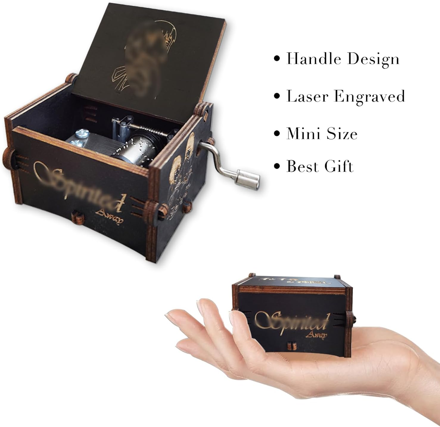 Bolunlun Spirited Away'S Music Box, Wooden Hand-Cranked Music Box, Wooden Toys for Anime Fans, Gifts for Girlfriends and Children, Valentine'S Day, Birthdays, Halloween and Christmas. image number 5