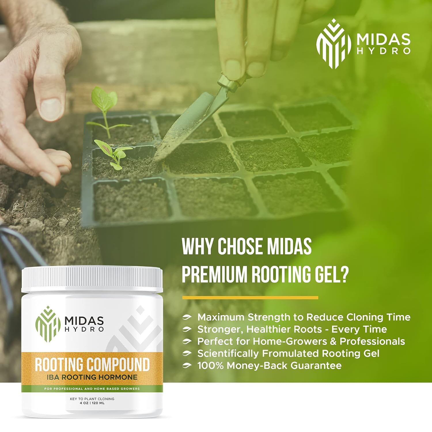 Midas Hydro Products Rooting Gel - .35 IBA Rooting Hormone - Cloning Gel - 4Oz - Plant Cloning - Rooting Gel for Professional and Home Based Growers image number 3