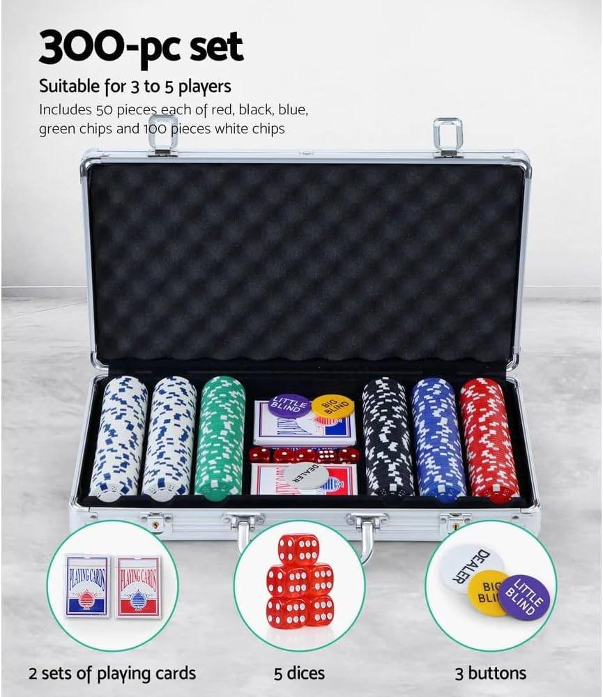 Party Central 300 Piece Poker Game Set, Host the Ultimate Poker Night, Complete with Cards, Chips, and Accessories for Hours of Fun and Entertainment image number 3