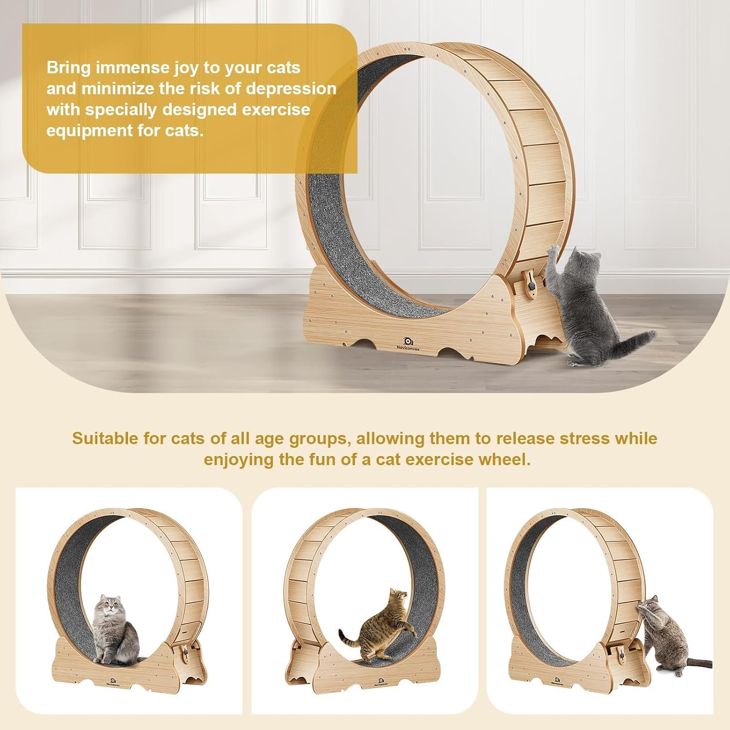 Cat Wheel, 43" Large Cats Exercise Running Wheel, Cat Treadmill for Indoor Cats image number 1