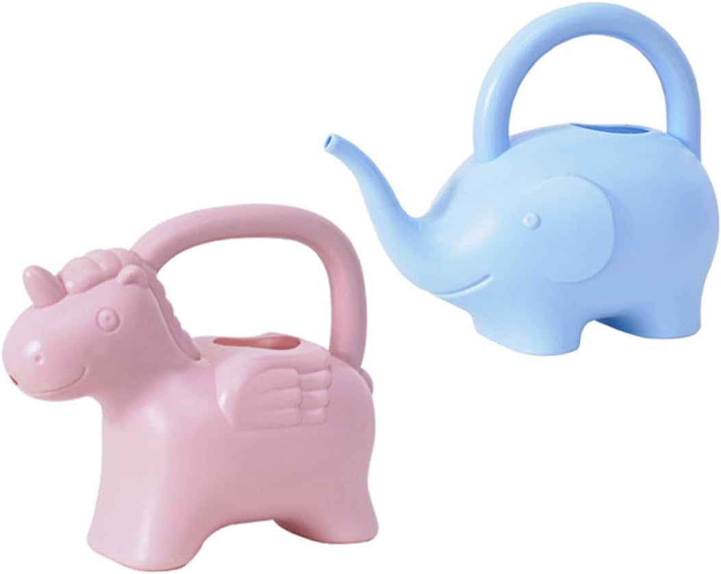 GANAZONO 2Pcs Cartoon Boy Girl Watering Can Ergonomic Design for Plants Adorable Elephant Lightweight Watering Can for Boys and Girls Gardening image number 6