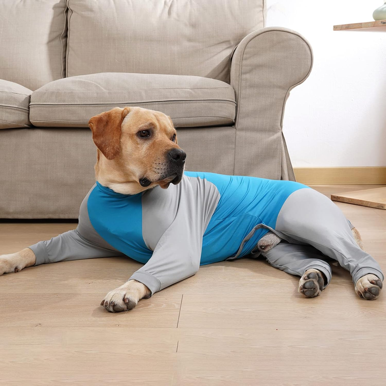 Dog Sweatshirts Four Legs Pet Jackets with Stretchy Fabric Splicing Color Turtleneck for Small Medium Large Dogs Comfortable Fit Blue image number 6