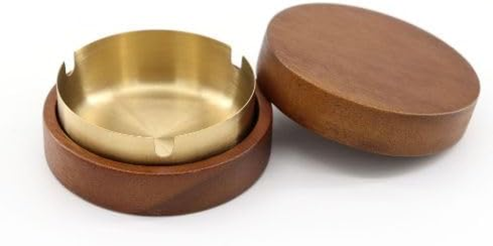 Wooden Ashtray with Lid, Portable Indoor Outdoor Ash Tray with Stainless Steel Liner for Home, Office, Balcony, Patio, Parties image number 4