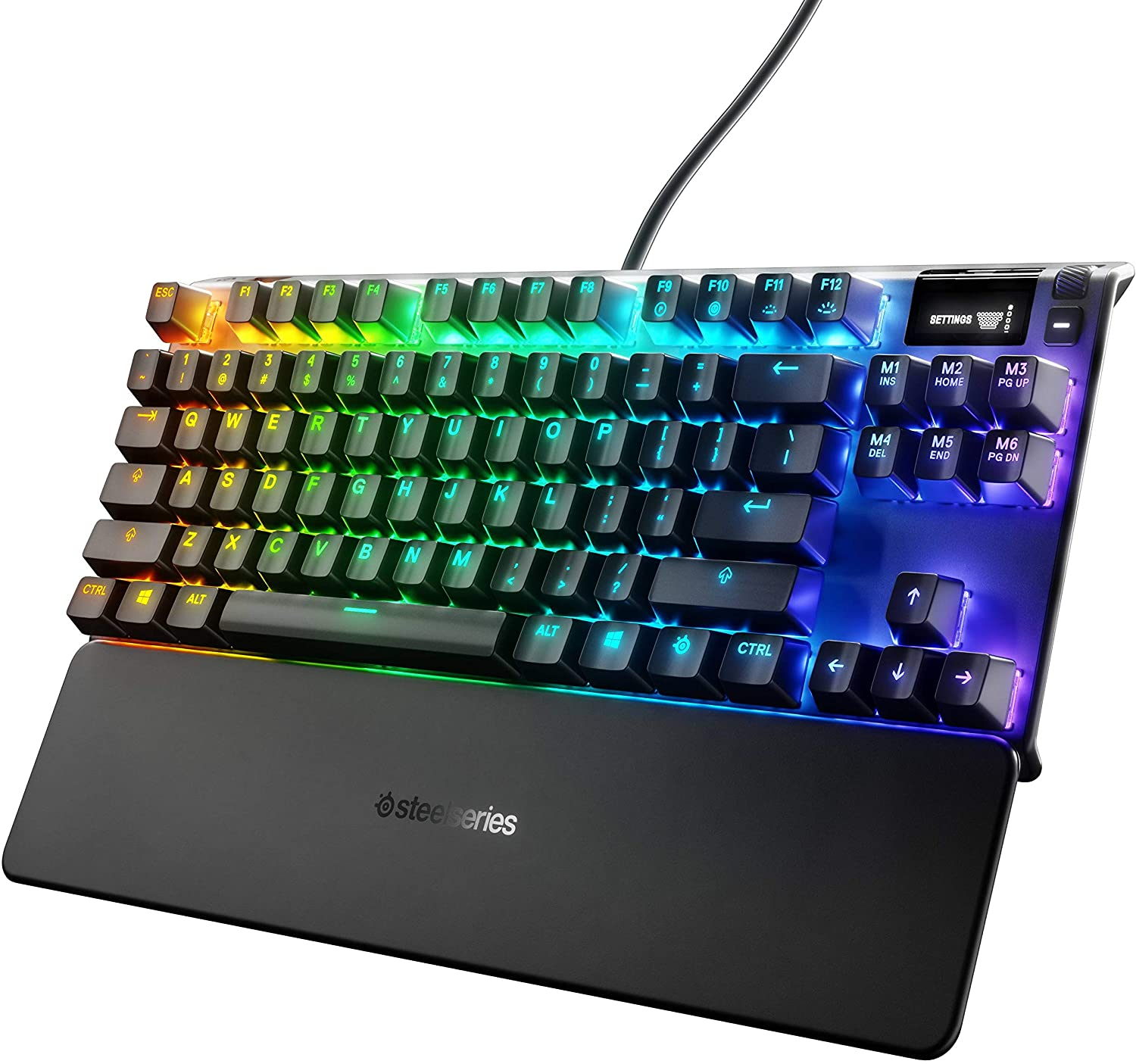 Steelseries Apex 7 TKL Compact Mechanical Gaming Keyboard &ndash; OLED Smart Display &ndash; USB Passthrough and Media Controls &ndash; Linear and Quiet &ndash; RGB Backlit (Red Switch) image number 3