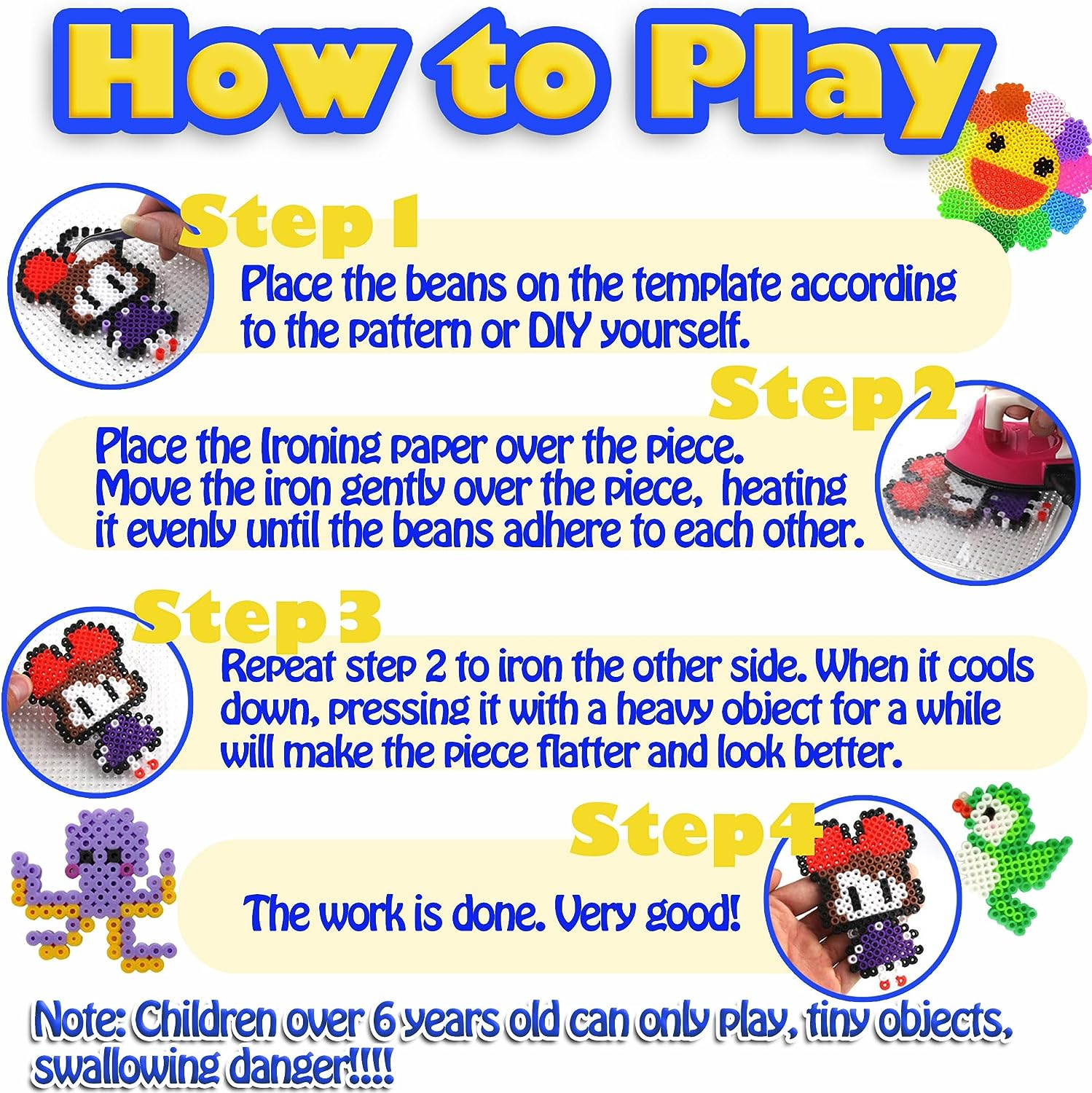 Yowamho 7Pcs 5Mm Fuse Bead Board - 7Pcs Patterns, Squares Can Be Pieced Together, Fuse Beads Pegboards Is Suitable for DIY Crafts. image number 5