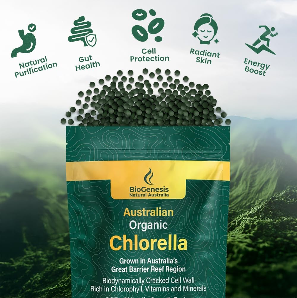 Biogenesis Organic Chlorella Tablets &ndash; 1000 Count (200Mg) | Australian Grown | Biodynamic Cracked Cell Wall | Rich in Chlorophyll, Vitamins & Minerals | Supports Energy & Immunity | Vegan Mini Tablets image number 3