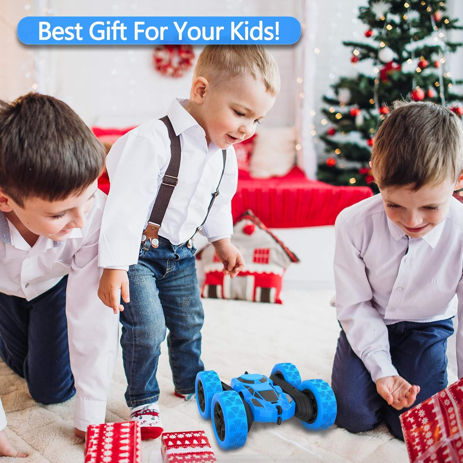 Remote Control Car Double Sided 360&deg;Rotating 4WD RC Cars with Headlights 2.4Ghz Electric Race Stunt Toy Car Rechargeable Toy Cars for Boys Girls Birthday