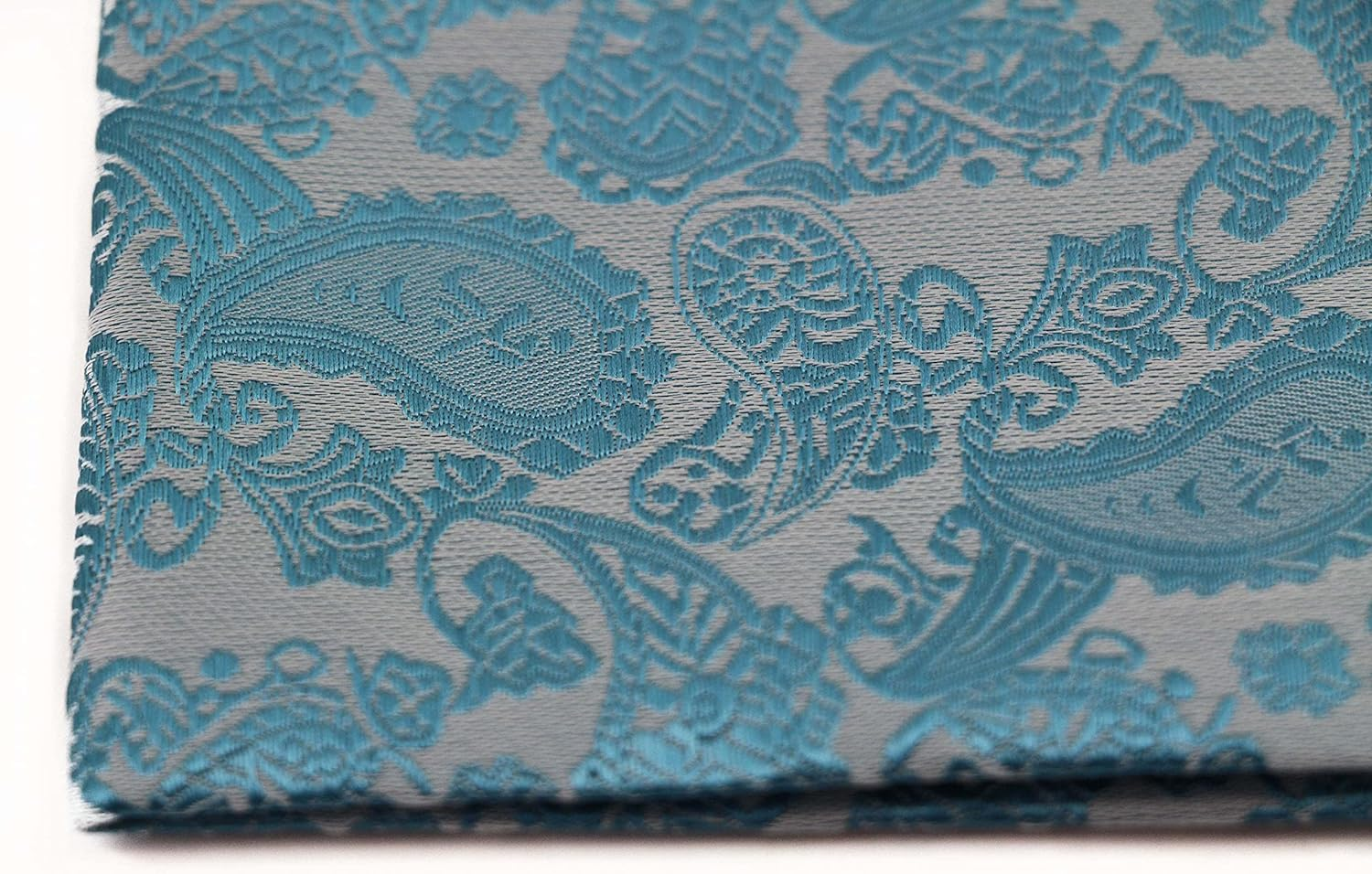 Mens Turquiose Paisley Silk Pocket Square Turquoise