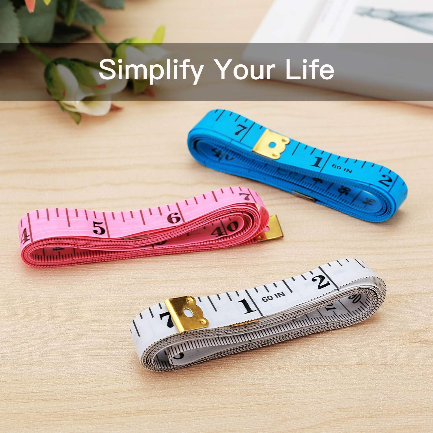 Body Measuring Tape, 3 PCS Dual Sided Soft Tape for Body Sewing Fabric Tailor, 60Inch/150Cm, 3 Colors
