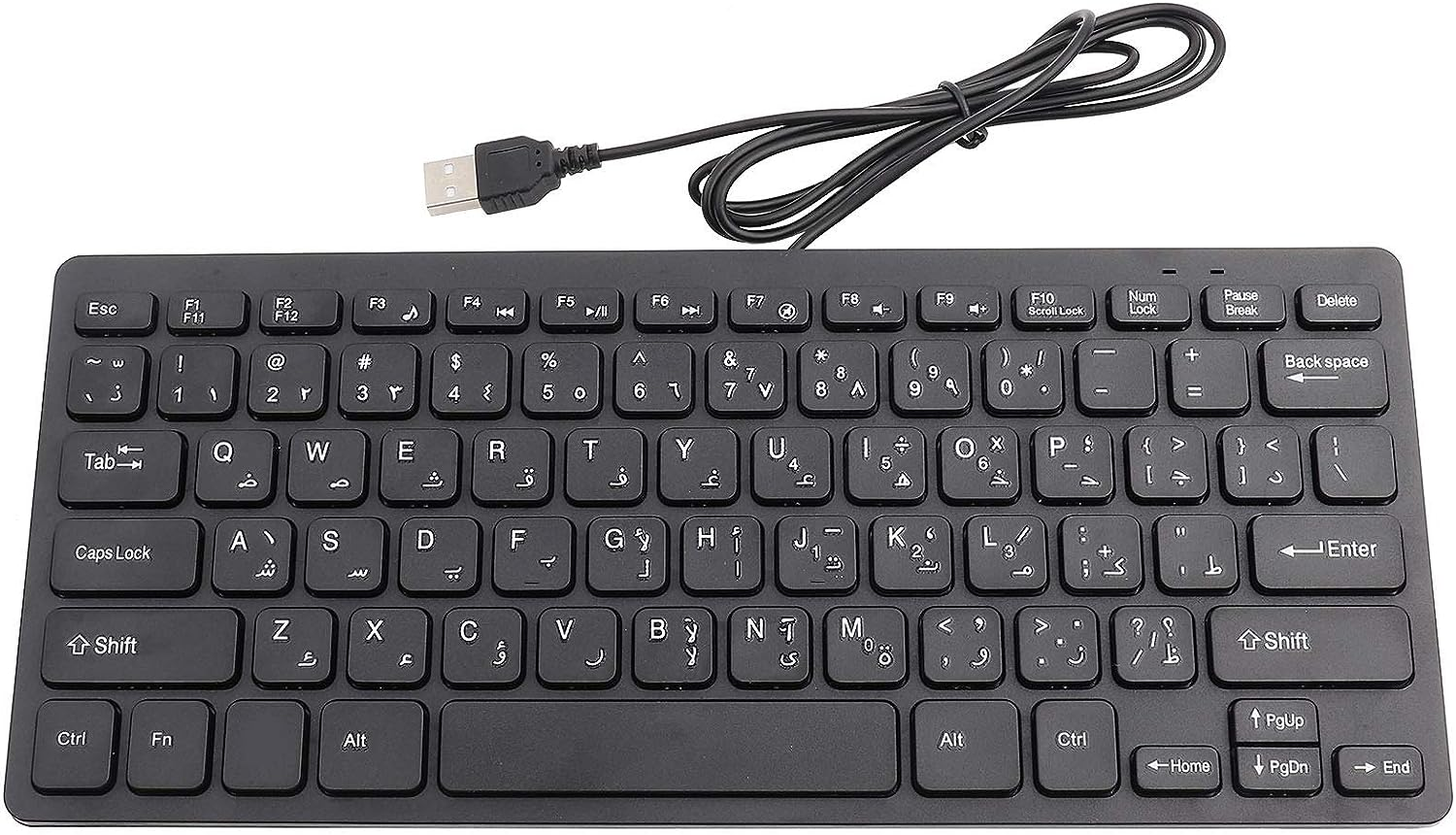Arabic Keyboard, Keyboard Silent Black 78 Keys Ultra-Thin USB for Computer for Laptop
