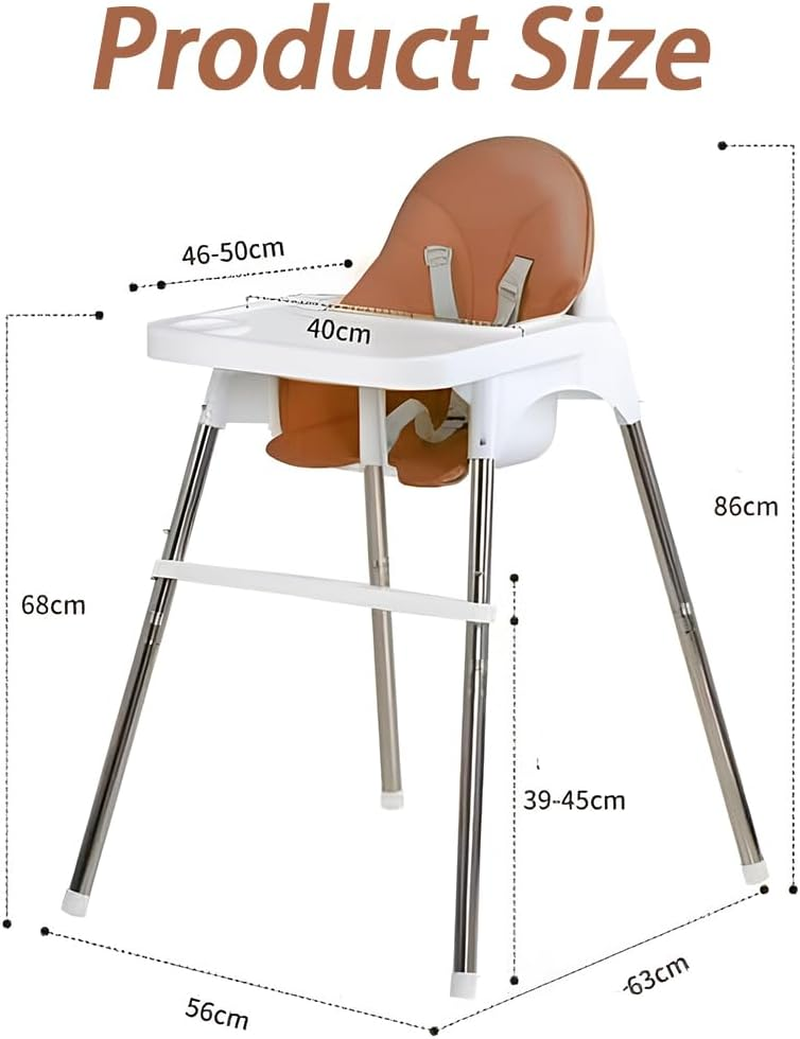 4 in 1 Baby High Chair with Removable Tray, Toddler Chair with Adjustable Height, Convertible Feeding Chair, 2-Point Adjustable Removable Dining Tray, Baby Highchairs for Ages 6 Months to 3 Years image number 5