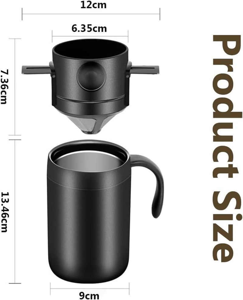Camping Pour over Coffee Maker Set,Portable Caf Kit, Vacuum Insulated Mug,Stainless Steel Drink Cup, Multi-Purpose with Coffee Dripper,For Travel, Camping, Officing, Backpacking image number 4