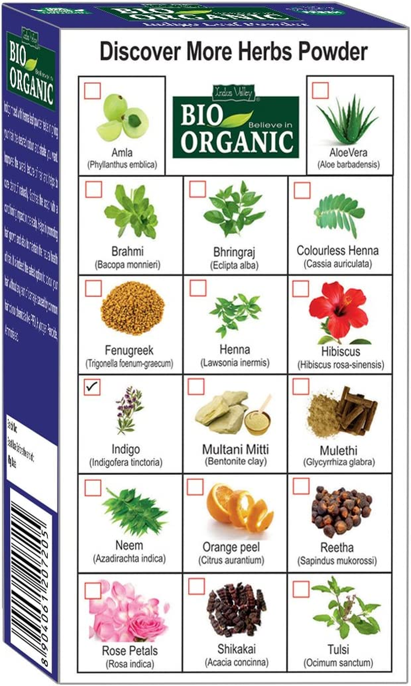 Indus Valley BIO Organic Indigo Leaf Powder for Hair &ndash; 100G (Pack of 2) | Natural Hair Coloring Powder | No Ammonia, No PPD, No Chemicals - Indigo 100G+Brush image number 3