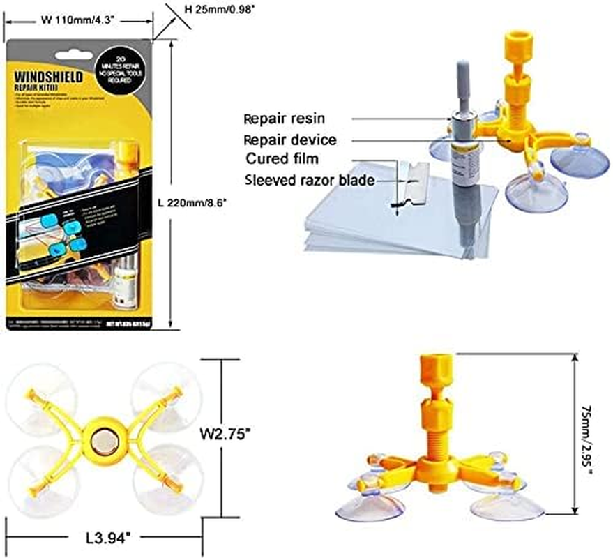 Windshield Repair Kit - Professional Windscreen Windshield Repair Tool Set, Quick Fix DIY Car Auto Kit Window Glass Scratch Repair Kits for Cracks/Scratch/Chips/Nicks/Half-Moon image number 1