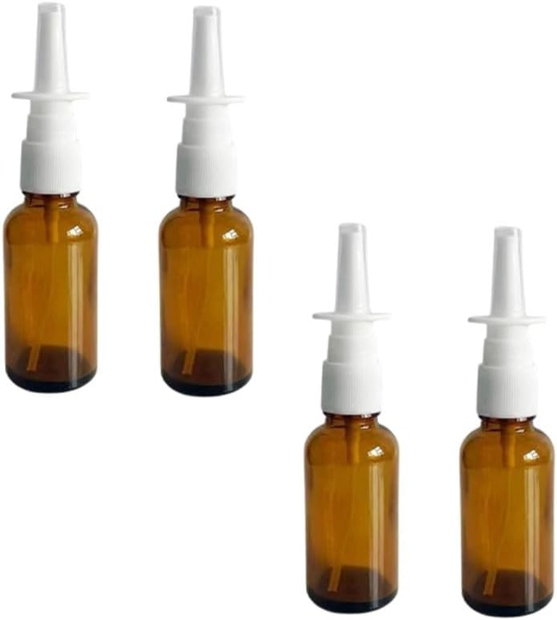 WADY 4Pcs 15Ml Amber Glass Nasal Spray Bottles with Fine Mist Nozzle &ndash; Refillable Empty Sprayer for Perfume, Makeup Water, Essential Oil & Nose Care