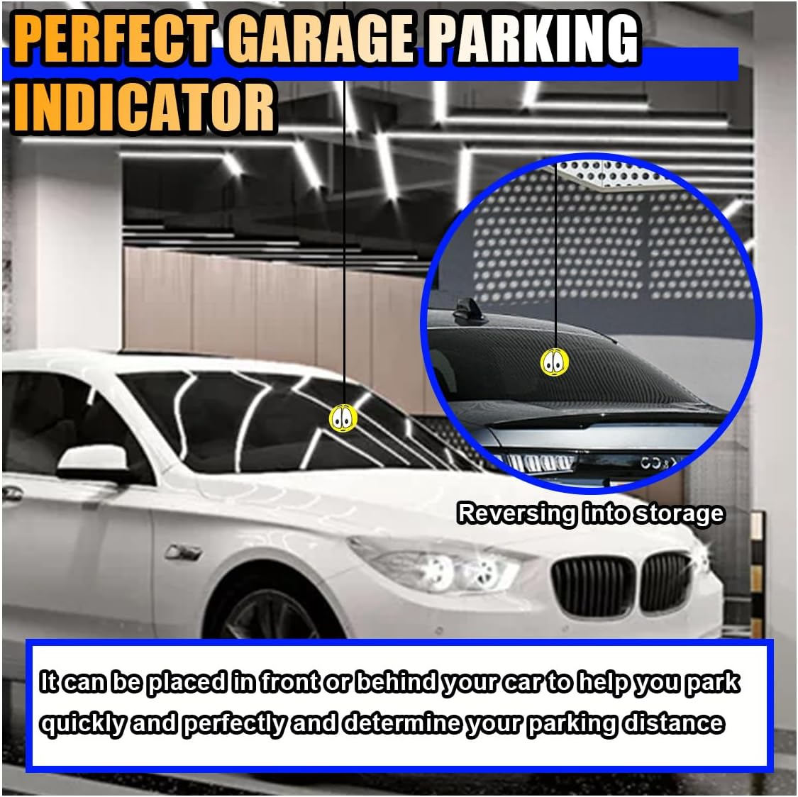 2PCS Garage Parking Aid-Parking Ball, Parking Ball Guide System, Retractable Parking Assist Ball, Parking Assistant with Ball Sensor Assist Solution, Perfect Garage Car Stopper for Vehicles (Big Eye)