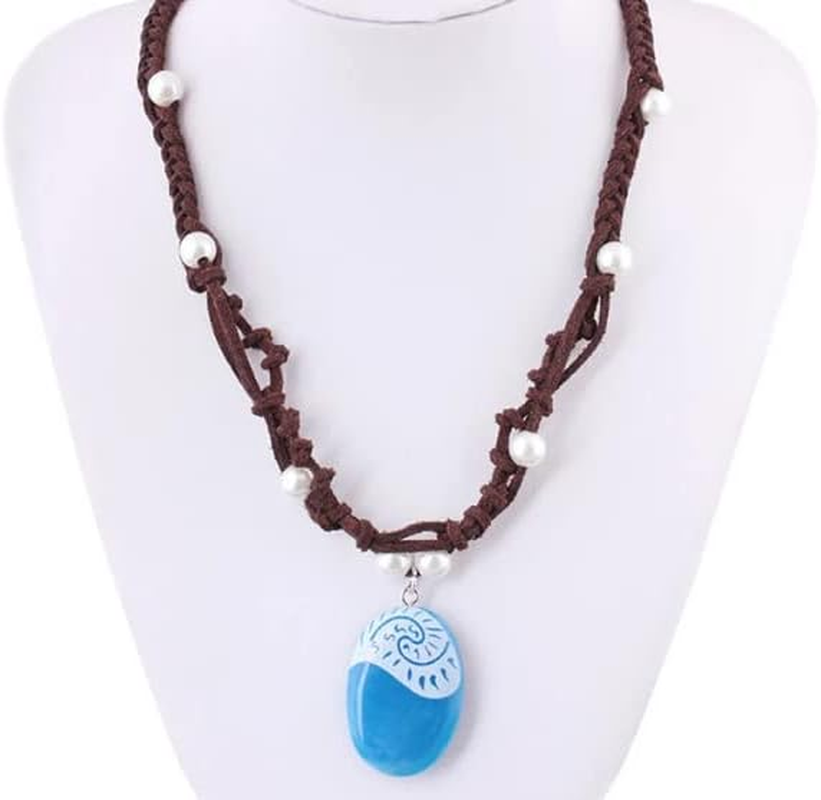 Moana Necklace, Pendant Necklace for Princess Moana Cosplay with Hawaii Flowers Hair Clip Halloween Costume Halloween Party Favors, Resin image number 4