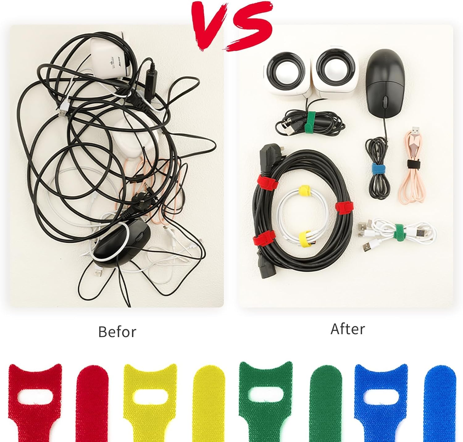 Cable Ties Reusable Zip Ties 120Pcs Reusable Cable Ties Cord Organizer Cable Organizer Cable Management Wire Organizer Wire Management Wire Tie Wraps Cable Wrap Attache Cable Keeper Cable Labels image number 3