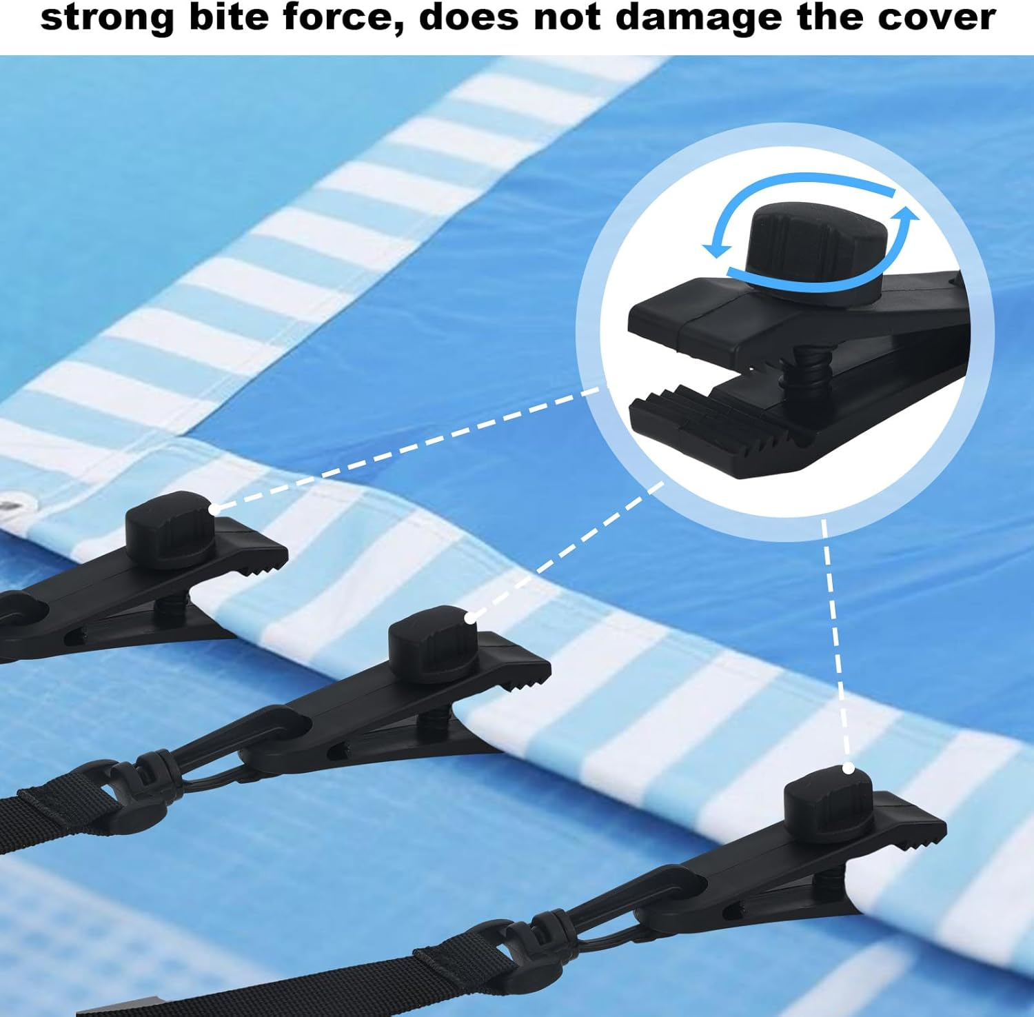 24Pcs Pool Solar Cover Reel Attachment Kit, Inground Swimming Pool Solar Blanket Straps Includes 8 Hooked Straps Clips & 8 Touch Fasteners image number 5