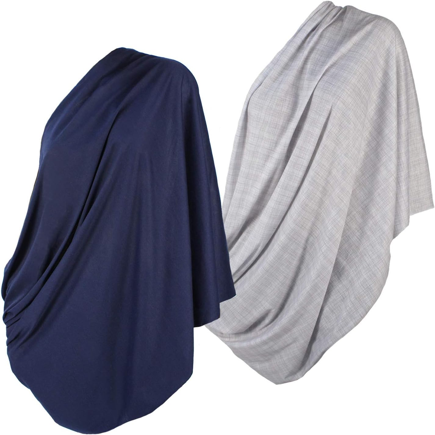 (2Pk Grey/Navy) - 2Pk LK Baby Infinity Nursing Scarf Breastfeeding Cover Ultra Soft (Grey/Navy)