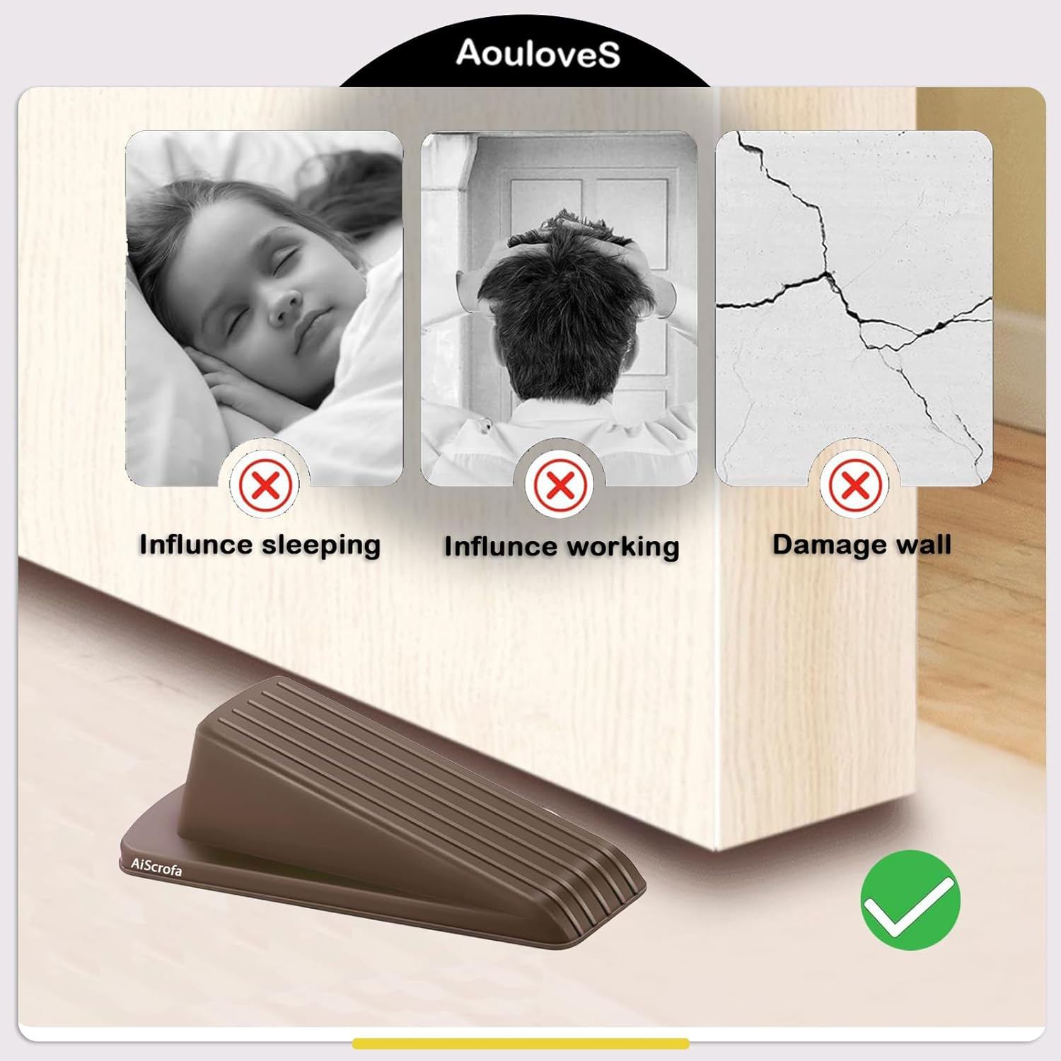 Rubber Door Stoppers for Security Wedge for Bottom of Door on Carpet, Concrete, Tile, Linoleum & Wood - Heavy Duty Door Stop Wedge Ideal for Homes&Schools&Offices&Workshops - Black image number 6