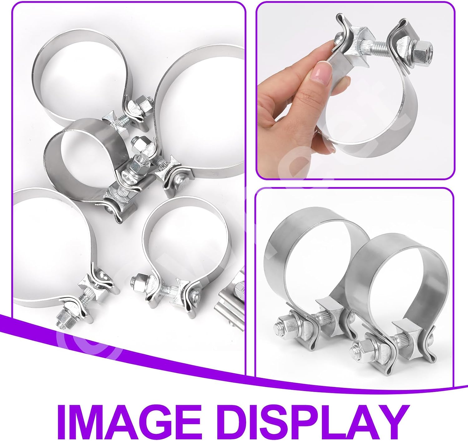 Swpeet 1Pc 2 Inches Exhaust Clamp Narrow Band, Stainless Steel Butt Joint Band Clamp Sleeve Coupler, Universal Joint Exhaust Pipe Muffler Clamp Band Ideal for Exhaust System image number 6