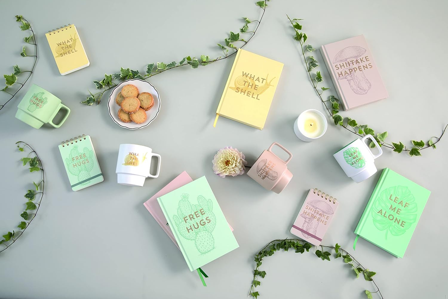 Designworks Ink 5.75" X 8.5" Bound Vintage Sass Notebook Journal with 240 Lined Pages and Ribbon Marker, Mint Green Free Hugs Cactus image number 1