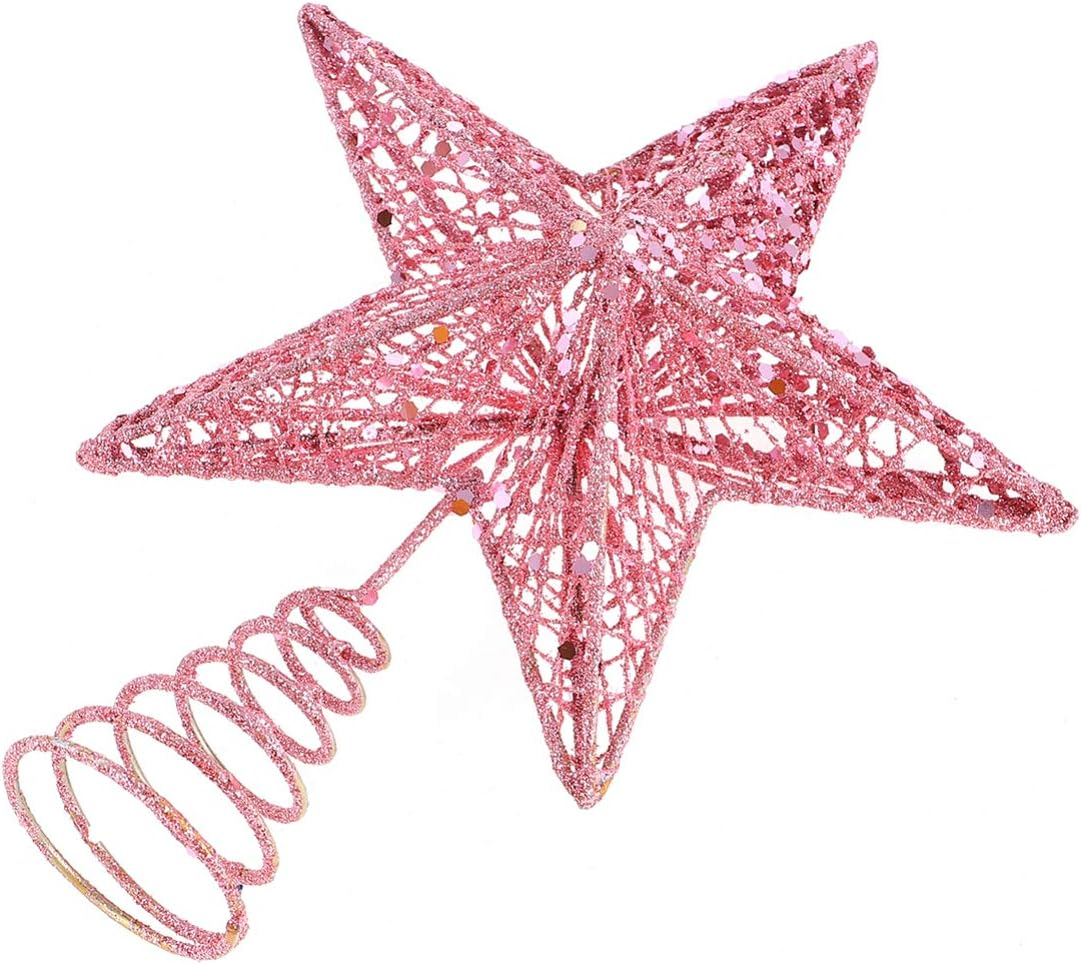 KESYOO Christmas Tree Topper 3D Hollow Glitter Star Tree Topper Rustic Christmas Star Tree Topper Christmas Decorations Pink image number 4