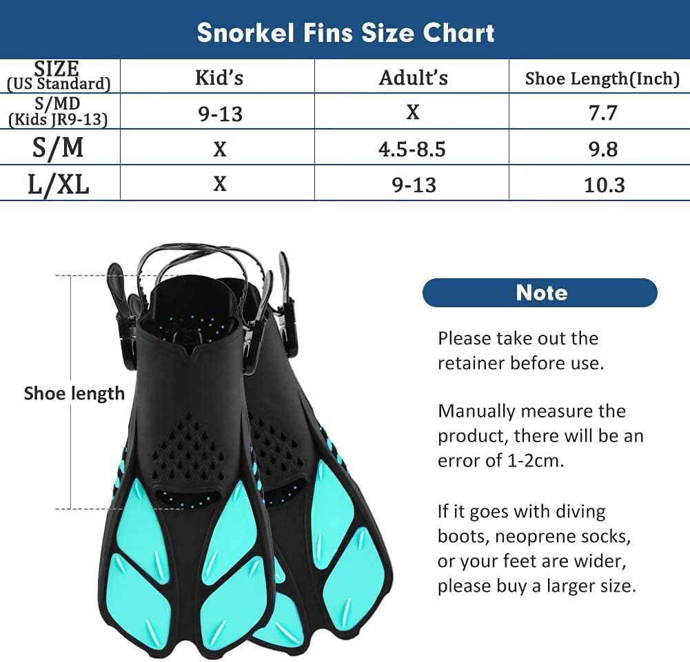 Snorkel Fins, Full Foot Pocket Swim Fins for Snorkeling, Diving image number 7