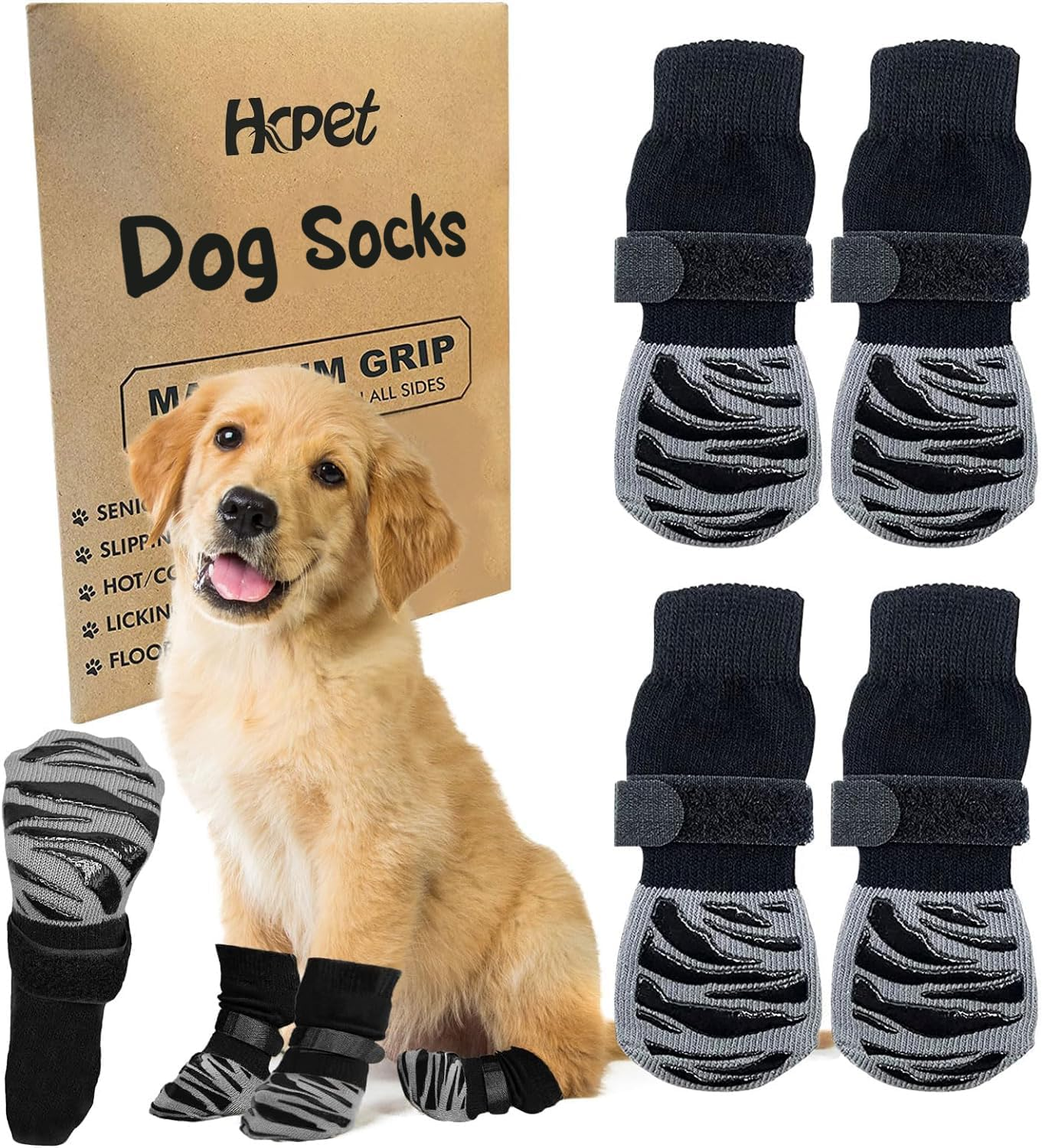 Hcpet Anti-Slip Dog Socks - Premium Non-Slip for Hardwood Floors, Extra Thick Grip That Works Even When Twisted, Preventing Paws from Scalding on Outdoor Pavement (Grey, XS) image number 2