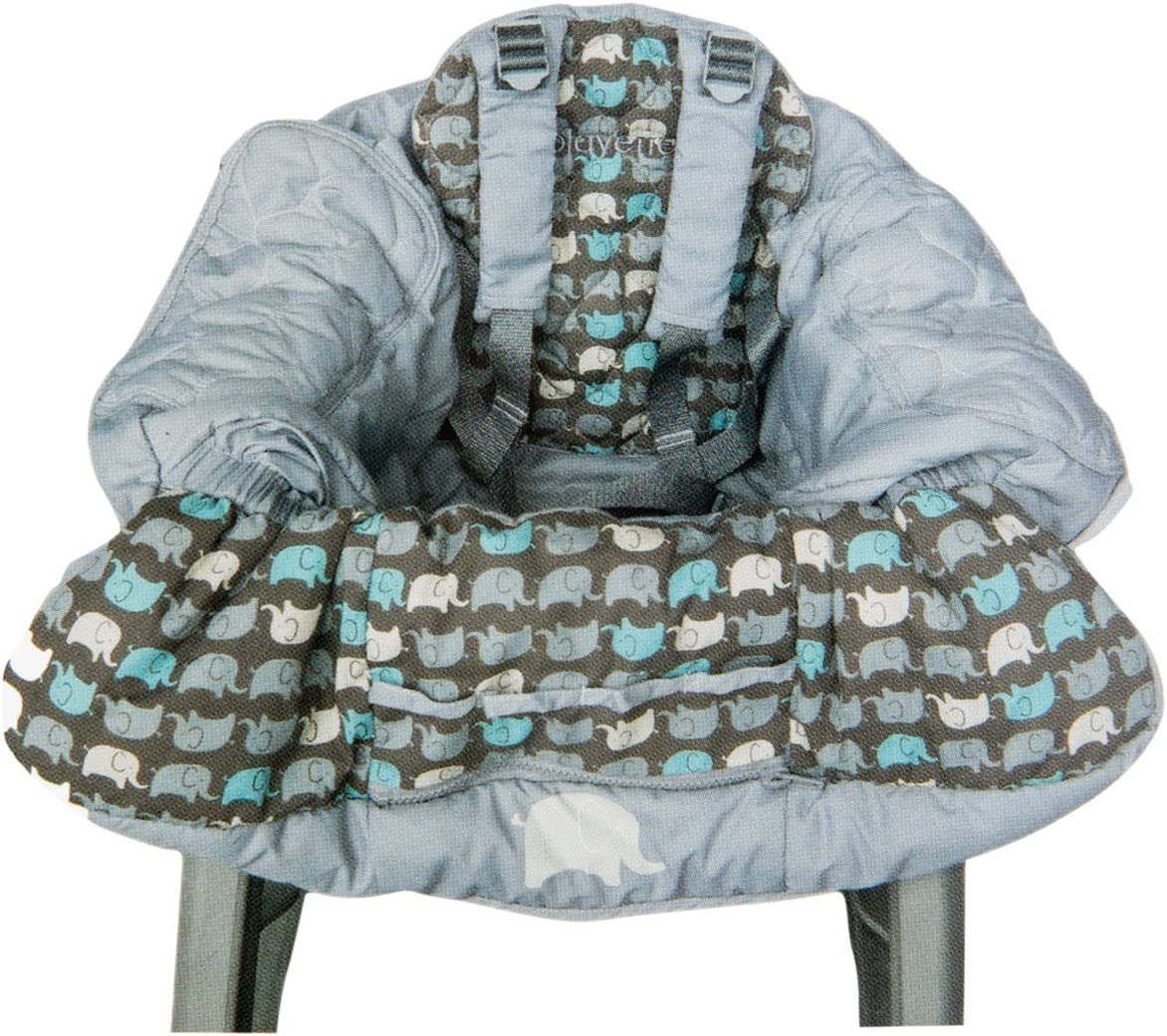 Playette Shopping Trolley and High Chair Cover &ndash; Elephant Print, Foldable with Toy Loops, Adjustable Straps, Multi-Use Baby Seat Cover image number 4