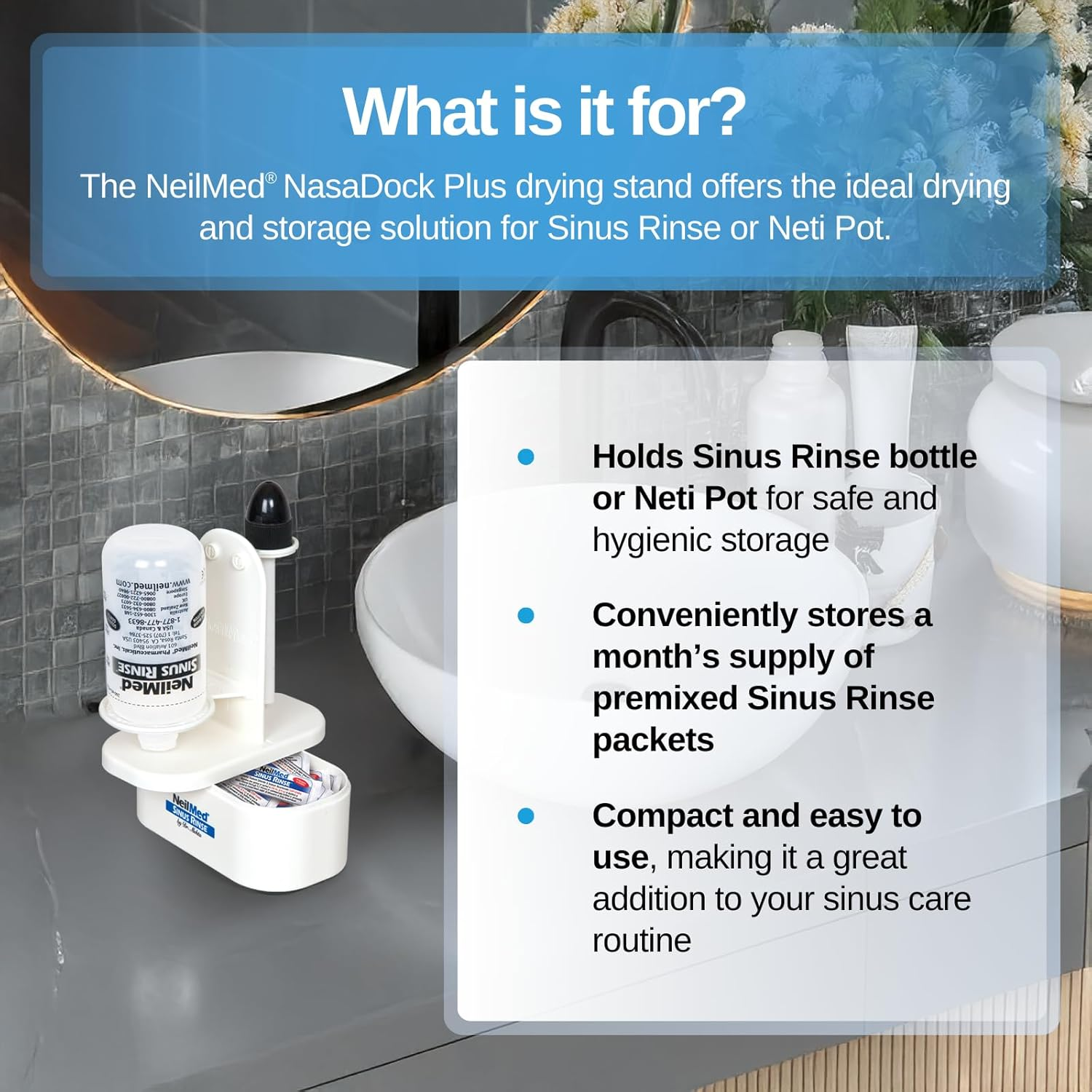 Neilmed Pharmaceuticals - Nasadock plus Drying Stand with Packet Storage image number 5