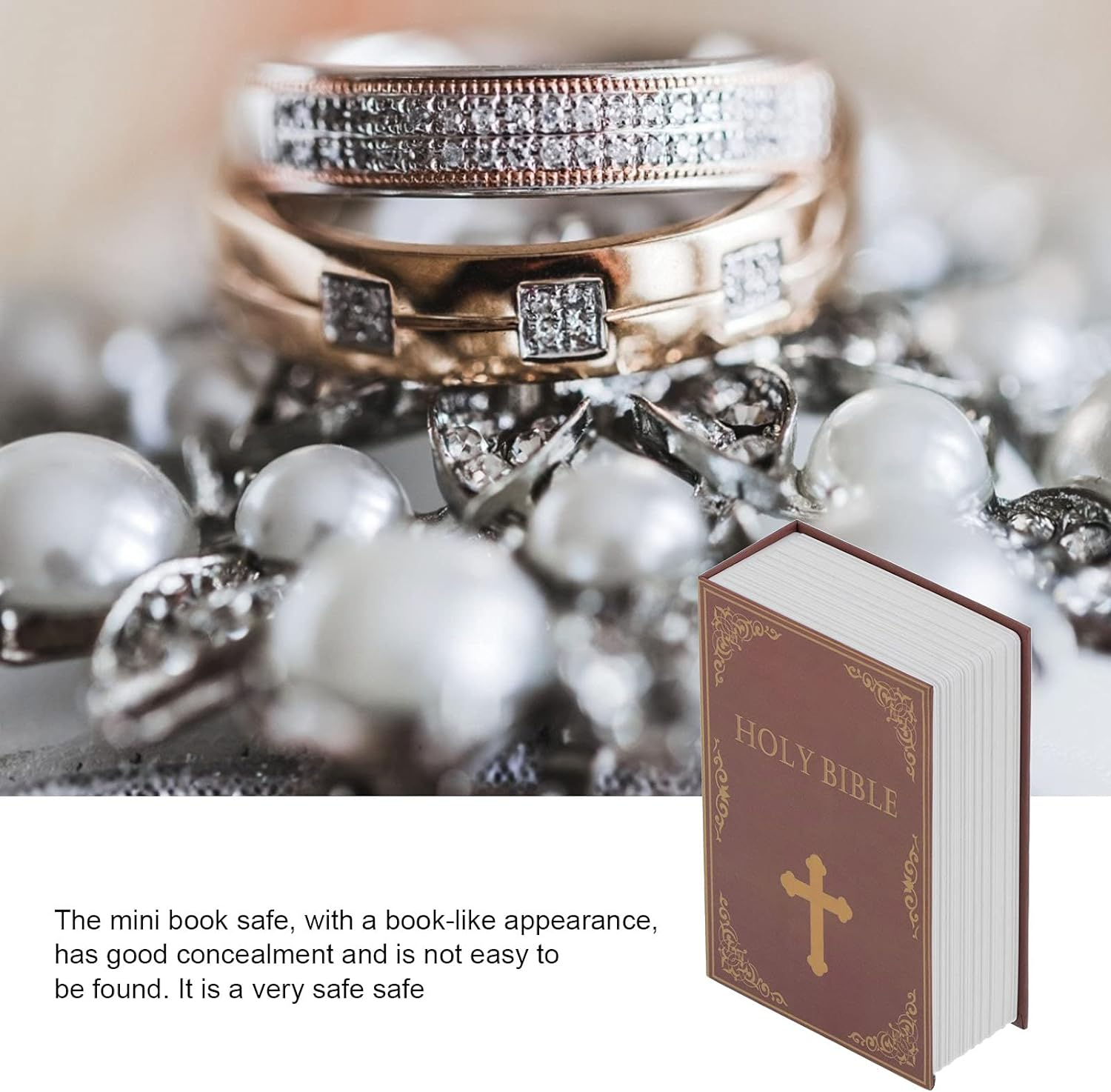 Fake Book Safe, Simulation Mini Book Dictionary Secret Storage Case with Password Lock and Stainless Steel Liner for Money Jewelry Cards image number 3