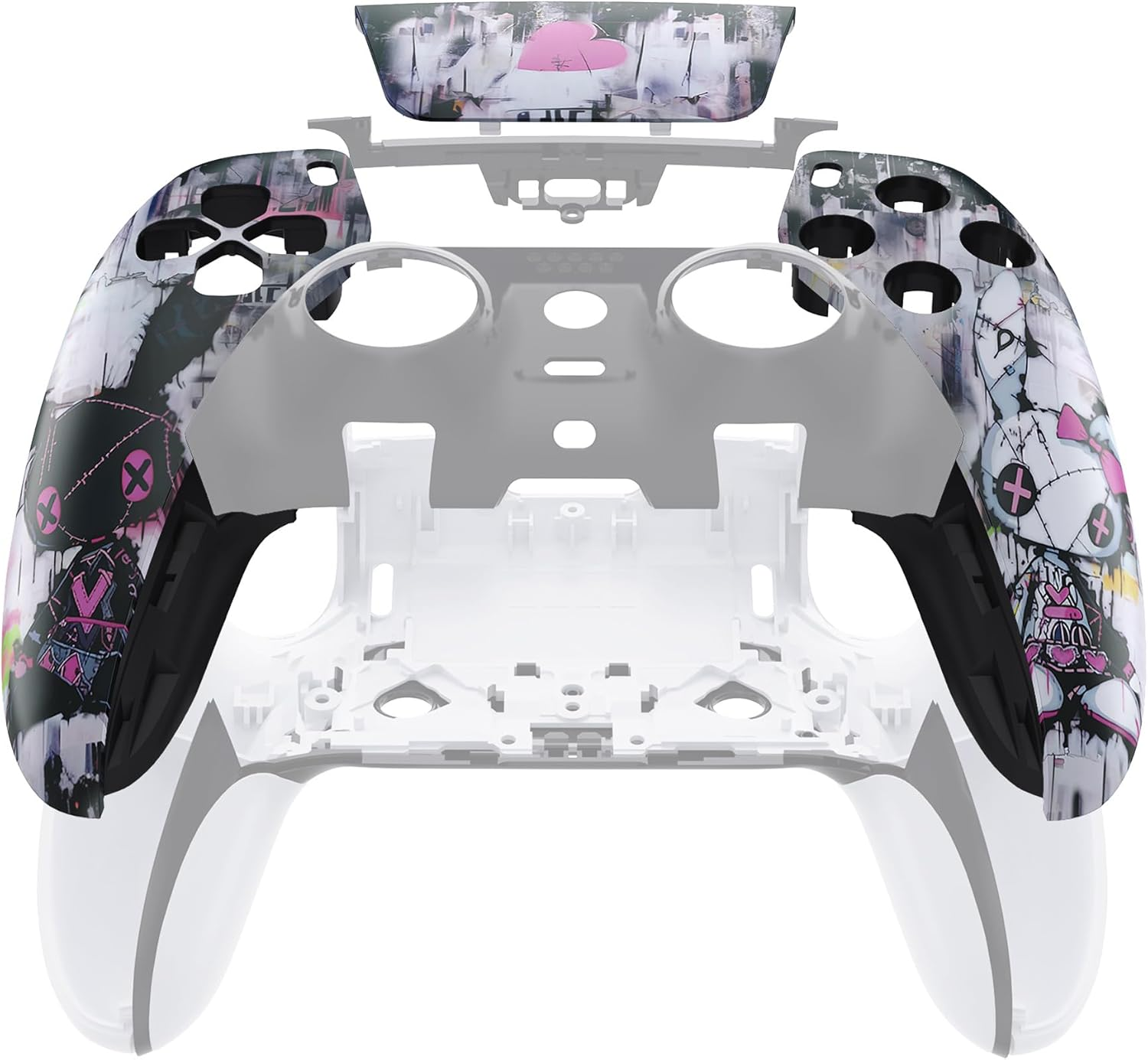 Extremerate Left Right Front Top Shell with Touchpad Compatible with Ps5 Edge Controller, Lovely Punky Bunny Replacement Faceplate Shell Custom Touch Pad Cover Compatible with Ps5 Edge Controller