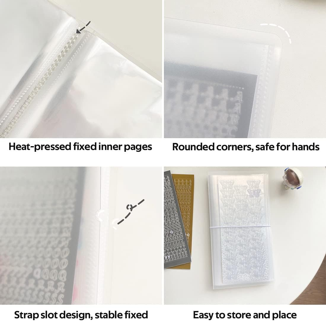 2PCS Large Sticker Storage Book, Betterjonny Clear Sticker Storage Album Sticker Organization Collecting Book for Planner Scrapbook Stickers Organizer Binder 100 Page, 4.8 X 9.7 Inch image number 3